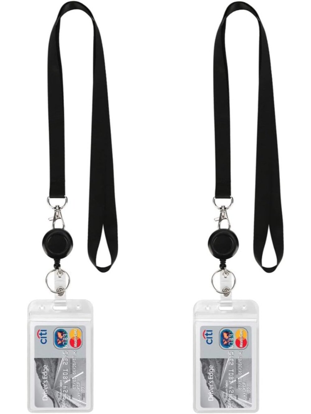 2Pack Black Lanyards,Retractable Badge Reel with Vertical ID Badge Holder
